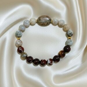 Gobi Agate/Rhodonite/Mexican Red Laguna Lace Agate Bracelet